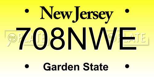 708NWE New Jersey License Plate