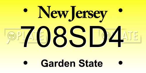708SD4 New Jersey License Plate