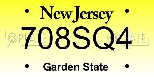 708SQ4 New Jersey License Plate