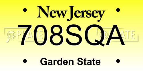 708SQA New Jersey License Plate