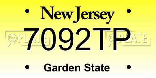7092TP New Jersey License Plate