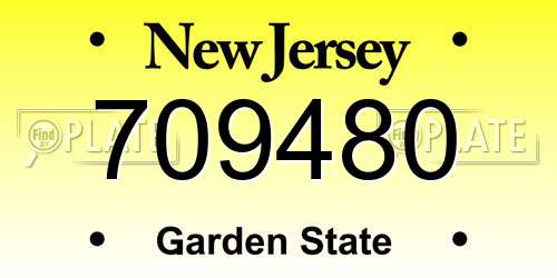 709480 New Jersey License Plate