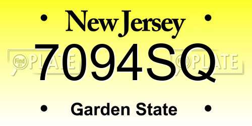 7094SQ New Jersey License Plate
