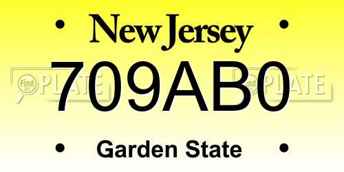 709AB0 New Jersey License Plate