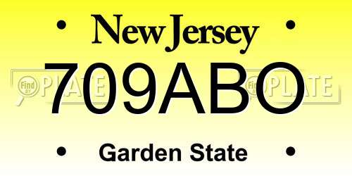 709ABO New Jersey License Plate