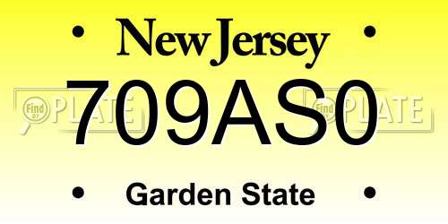 709AS0 New Jersey License Plate