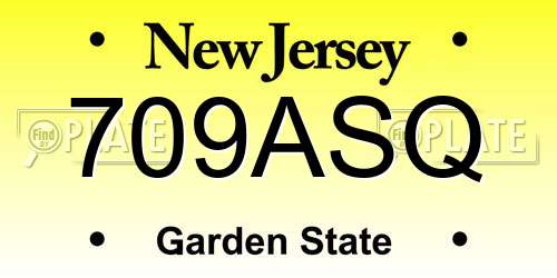 709ASQ New Jersey License Plate