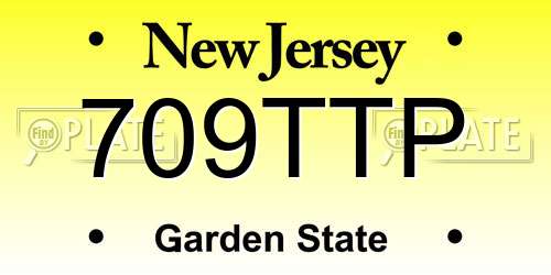 709TTP New Jersey License Plate