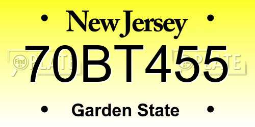 70BT455 New Jersey License Plate
