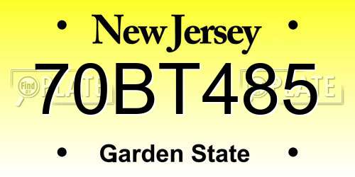 70BT485 New Jersey License Plate