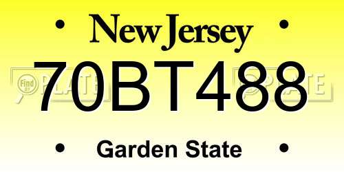 70BT488 New Jersey License Plate