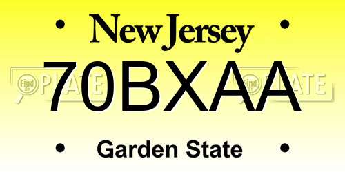 70BXAA New Jersey License Plate