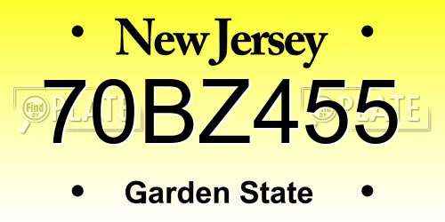 70BZ455 New Jersey License Plate