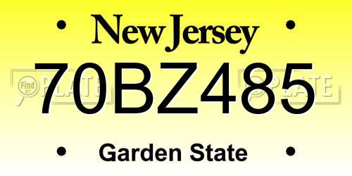 70BZ485 New Jersey License Plate