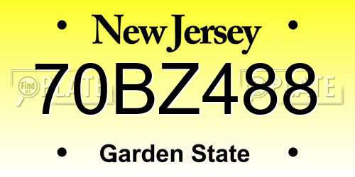 70BZ488 New Jersey License Plate