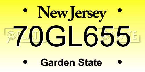 70GL655 New Jersey License Plate