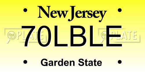 70LBLE New Jersey License Plate
