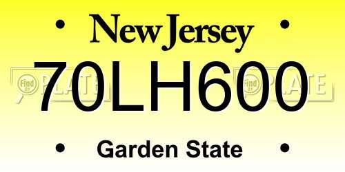 70LH600 New Jersey License Plate