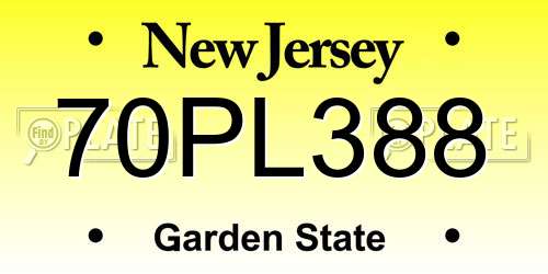 70PL388 New Jersey License Plate
