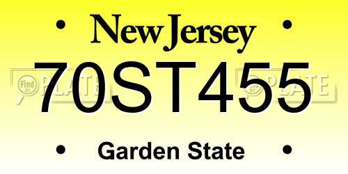 70ST455 New Jersey License Plate