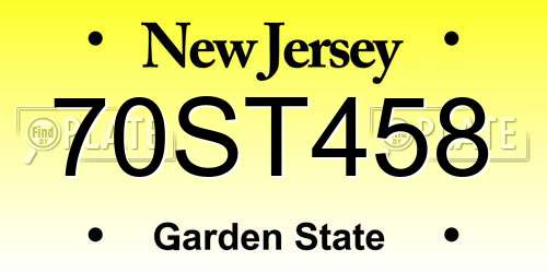 70ST458 New Jersey License Plate