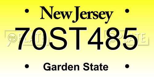 70ST485 New Jersey License Plate