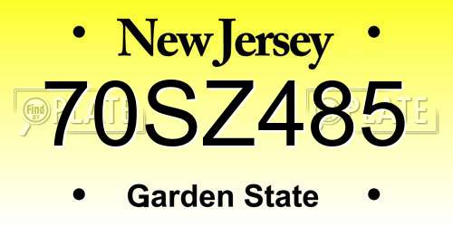 70SZ485 New Jersey License Plate