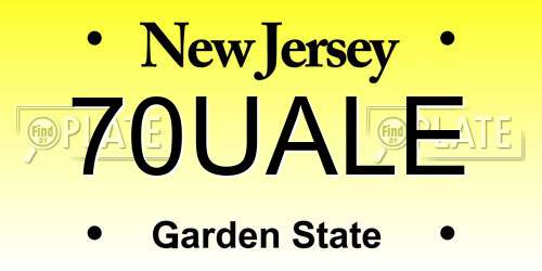 70UALE New Jersey License Plate