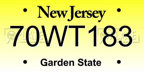 70WT183 New Jersey License Plate
