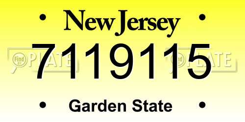 7119115 New Jersey License Plate