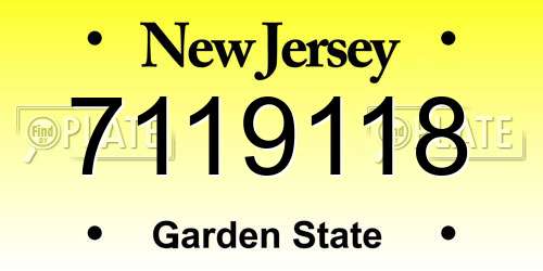 7119118 New Jersey License Plate