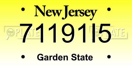 71191I5 New Jersey License Plate