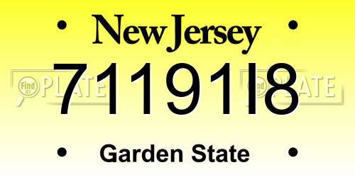71191I8 New Jersey License Plate