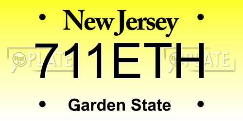 711ETH New Jersey License Plate