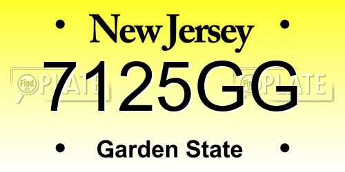 7125GG New Jersey License Plate