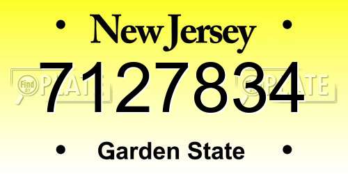 7127834 New Jersey License Plate