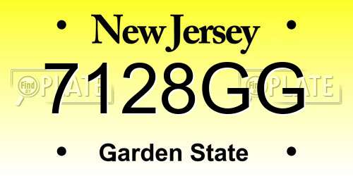 7128GG New Jersey License Plate