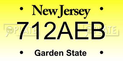 712AEB New Jersey License Plate