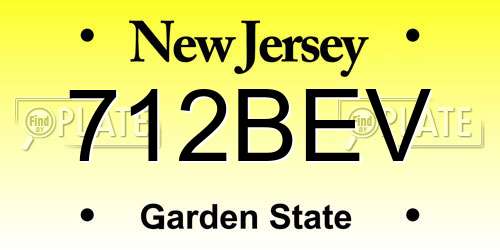 712BEV New Jersey License Plate
