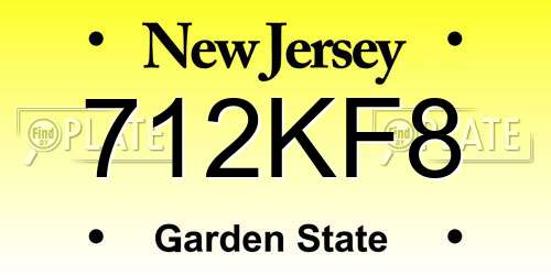712KF8 New Jersey License Plate