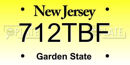 712TBF New Jersey License Plate