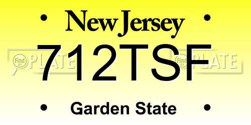 712TSF New Jersey License Plate