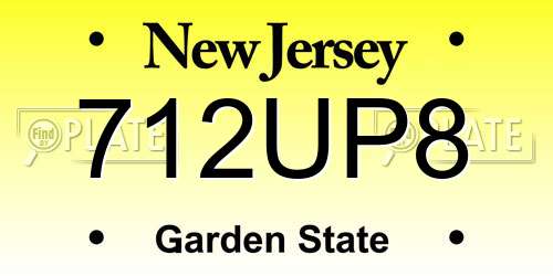712UP8 New Jersey License Plate