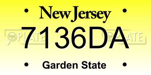 7136DA New Jersey License Plate