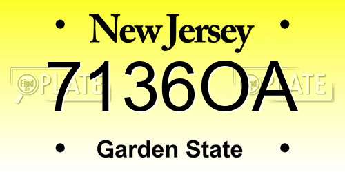7136OA New Jersey License Plate