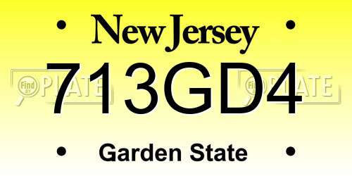 713GD4 New Jersey License Plate