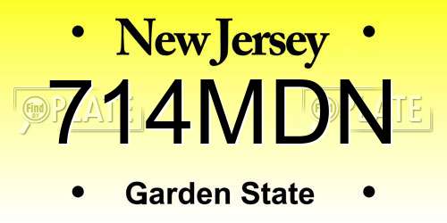 714MDN New Jersey License Plate