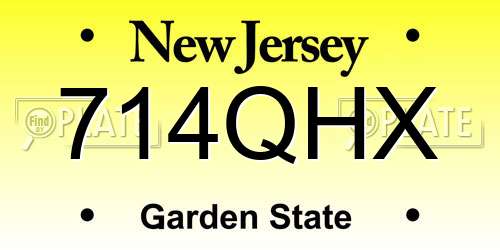 714QHX New Jersey License Plate