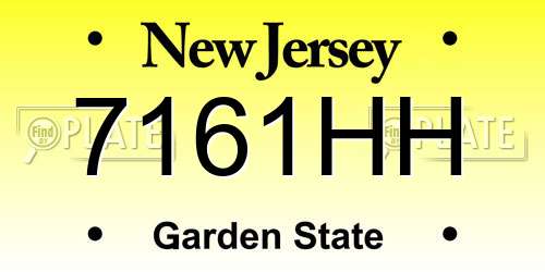 7161HH New Jersey License Plate
