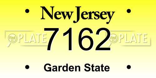 7162 New Jersey License Plate